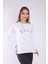 Kadın Beyaz Reglan Kol Basic Yaka Sweatshirt 4