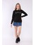 Kadın Siyah Reglan Kol Basic Yaka Sweatshirt 1