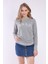 Kadın Gri Reglan Kol Basic Yaka Sweatshirt 1