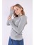 Kadın Gri Reglan Kol Basic Yaka Sweatshirt 4