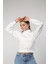 Kadın Ekru Balıkçı Yaka Crop Sweat 2