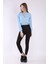 Kadın Mavi Crop Basic Sweatshirt 1