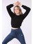 Kadın Siyah Crop Basic Sweatshirt 3