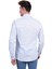 Mavi Beyaz Çizgili Yaka Detaylı Doğal Keten Slim Fit Erkek Gömlek 4