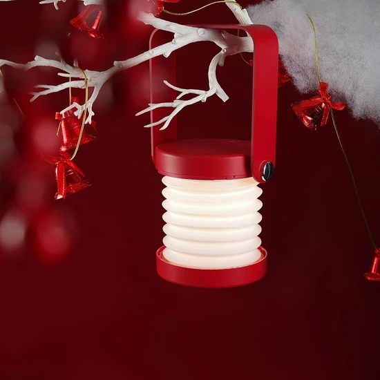 Orijinaldükkan Özel Tasarım Fener LED Işıklı Şarjlı Gece Masa Lambası Kırmızı 3 Kademeli