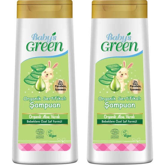 Baby's Green 2'li Set Baby's Green Organik Aloe Veralı Bebek Saç ve Vücut Şampuanı 2x 400 ml