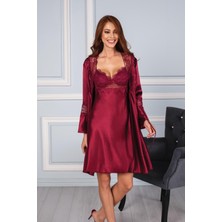 Pierre Cardin 6325 Kadın Saten Altılı Çeyiz Seti - Bordo