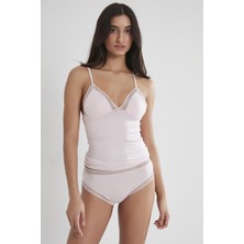 Pierre Cardin 305 Kadın Dantelli Penye Atlet Külot Kaşkorse Set - Pudra