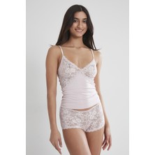 Pierre Cardin 361 Kadın Dantelli Penye Atlet Külot Kaşkorse Set - Pudra