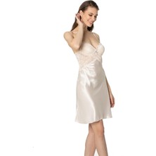 Pierre Cardin 608 Kadın Şifon Dantelli Gecelik - Inci