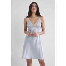 Pierre Cardin 603 Kadın Saten Dantelli Gecelik - Mist