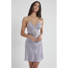 Pierre Cardin 630 Kadın Saten Dantelli Gecelik - Royal