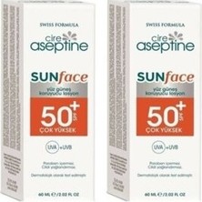 Cire Aseptine Sunface SPF50+ Yüksek Koruma Uva+Uvb Yüz Güneş Koruyucu Losyon 60 ml ( 2 Adet )