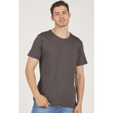Mascarano Erkek Basic Bisiklet Yaka T-Shirt Füme