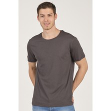 Mascarano Erkek Basic Bisiklet Yaka T-Shirt Füme