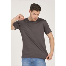 Mascarano Erkek Basic Bisiklet Yaka T-Shirt Füme