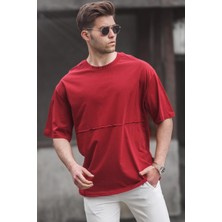 Madmext Bordo Oversize Erkek Baskılı Tişört 5250