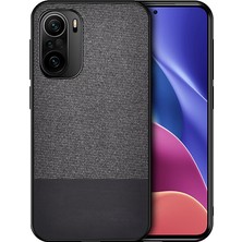 Microcase Xiaomi Mi 11I Fabrik Serisi Kumaş ve Deri Desen Kılıf - Siyah