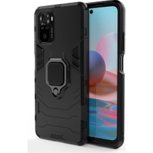 Microcase Xiaomi Redmi Note 10 Pro Max Batman Serisi Yüzük Standlı Armor Kılıf - Siyah