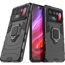 Microcase Xiaomi Mi 11 Ultra Batman Serisi Yüzük Standlı Armor Kılıf - Siyah