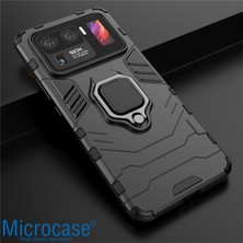 Microcase Xiaomi Mi 11 Ultra Batman Serisi Yüzük Standlı Armor Kılıf - Siyah