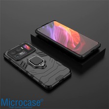 Microcase Xiaomi Mi 11 Ultra Batman Serisi Yüzük Standlı Armor Kılıf - Siyah