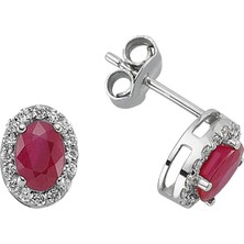 Sirius Pırlanta ve Oval Yakut Taşlı Küpe 0417E0025