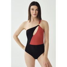 Dagi Siyah Kırmızı Tek Omuz Mayo