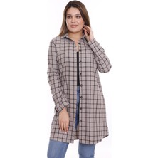 Disentis Modest Kareli Gizli Cepli Kolu Apoletli Uzun Dokuma Tunik Gömlek