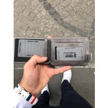 Karalı Deri Crazy Gri Mıklatıslı Fermuarlı Spor Kartlıklı Deri Cüzdan-Zirkon Bileklik Hediye