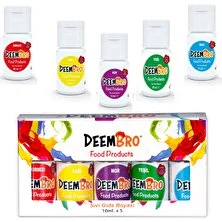Deembro Sıvı Gıda Boyası Seti 5'li 5 Renk 10 ml x 5'li Su Bazlı Likit Gıda Boyaları Set 1