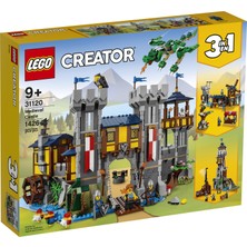 LEGO Creator 3#ü 1 Arada Ortaçağ Kalesi 31120 Yapım Seti; Hendekli ve Köprülü Kale; Ayrıca 3 Minifigür (1426 Parça)