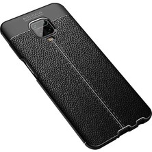 Case 4U Xiaomi Redmi Note 9 Pro Kılıf Rugan Armor Deri Görünümlü Yüksek Kalite Silikon Niss Siyah