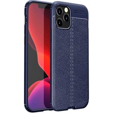 Case 4U Apple iPhone 12 Pro Kılıf Rugan Armor Deri Görünümlü Yüksek Kalite Silikon Niss Lacivert