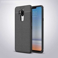Case 4U LG G7 Kılıf Rugan Armor Deri Görünümlü Yüksek Kalite Silikon Niss Siyah