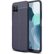Case 4U Huawei P40 Lite Kılıf Rugan Armor Deri Görünümlü Yüksek Kalite Silikon Niss Lacivert