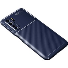 Case 4U Huawei P40 Lite 5G Kılıf Rugged Armor Karbon Desenli Lüx Negro Silikon Arka Kapak Lacivert