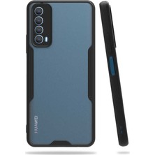 Case 4U Huawei P Smart 2021 Kılıf Kamera Korumalı Ultra Ince Buzlu Mat Renkli Parfe Silikon Kapak Siyah