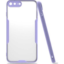 Case 4U Apple iPhone 8 Plus Kılıf Kamera Korumalı Ultra Ince Buzlu Mat Renkli Parfe Silikon Kapak Mor