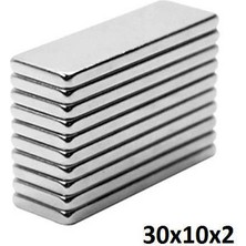 Mıknatıs AVM 30x10x2 mm Güçlü Neodyum Mıknatıs Dikdörtgen (5 Adet)