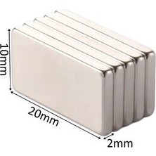 Mıknatıs AVM Mıknatıs, 20x10x2 mm Süper Güçlü Neodyum Mıknatıs Magnet (10'lu Paket)