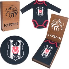 Beşiktaş Kartal Yuvası Lisanslı Uzun Kol Zıbın Body Ahşap Kutulu Çocuk İçin Özel Tasarım