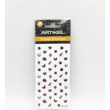 Artikel  Mor Karışık Şekiller Metalik Tırnak Sticker, Nail Sticker, Nail Art