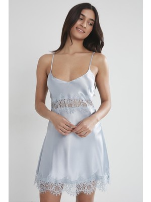 Pierre Cardin 685 Kadın Saten Dantelli Gecelik - Mist