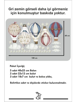 Bunny Decor Uçan Balon Çocuk Odası Duvar Sticker