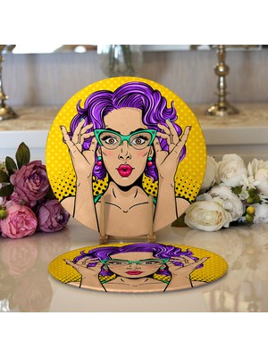 RealHomes 2'li Sarı Puanlı Popart Desenli Modern Yuvarlak Servis Altlığı - Supla