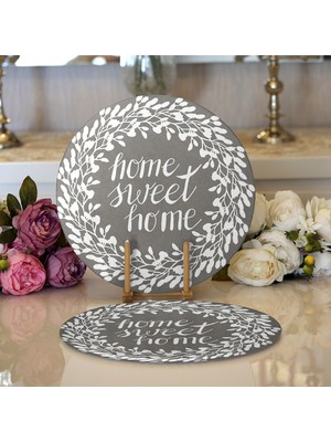RealHomes 2'li Home Sweet Home Dijital Baskılı Modern Yuvarlak Servis Altlığı - Supla