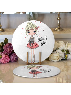 RealHomes 2'li Fashion Girl Dijital Baskılı Modern Yuvarlak Servis Altlığı - Supla