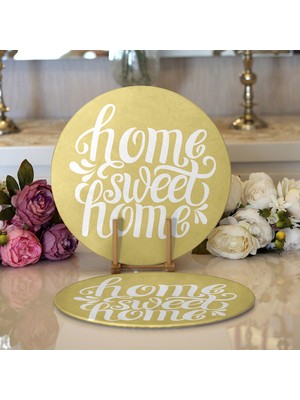 RealHomes 2'li Home Sweet Home Dijital Baskılı Modern Yuvarlak Servis Altlığı - Supla