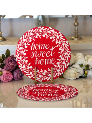 Realhomes 2'li Home Sweet Home Dijital Baskılı Modern Yuvarlak Servis Altlığı - Supla